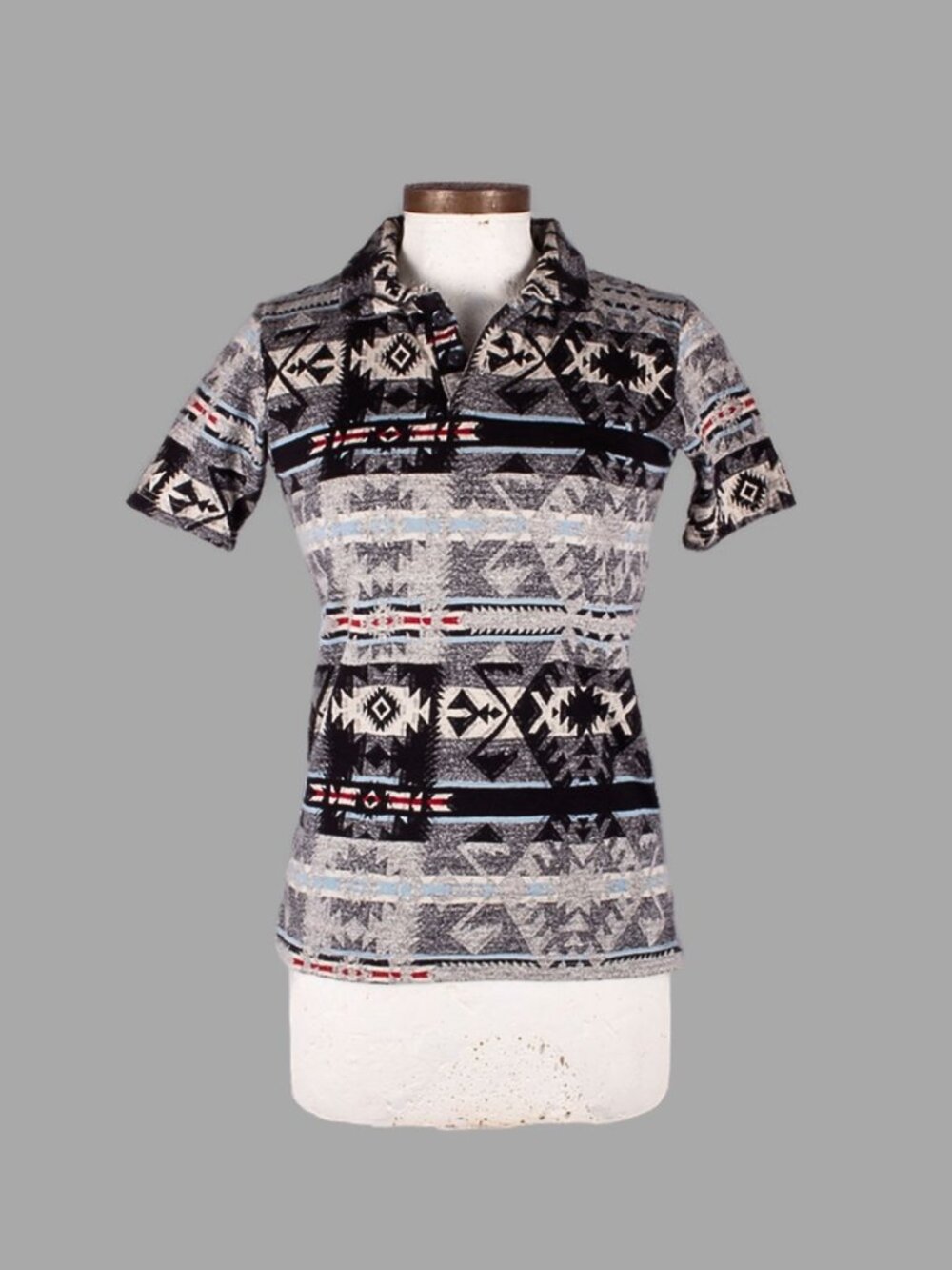 KAPITAL Multicolor Ethnic Print Cotton Short Sleeve Polo Shirt
